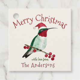 カスタムハッピーホリデイズサンタハミングバードメッセージカード フェイバータグ