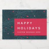 カスタムハッピーホリデイズスプルースモダンベリーレッド スパークリングワインラベル (シングルラベル)