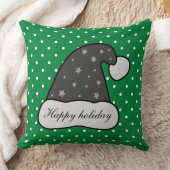 カスタムハッピーホリデーサンタハットグリーンドットパターン クッション (ブランケット)