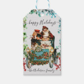 カスタムハッピーホリデーズシック素朴ヴィンテージエフェメラ ギフトタグ (正面)