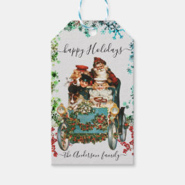 カスタムハッピーホリデーズシック素朴ヴィンテージエフェメラ ギフトタグ