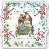 カスタムハッピーホリデーズシック素朴ヴィンテージエフェメラ シール (正面)