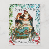 カスタムハッピーホリデーズシック素朴ヴィンテージエフェメラ ポストカード (正面)