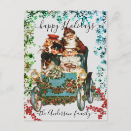 カスタムハッピーホリデーズシック素朴ヴィンテージエフェメラ ポストカード