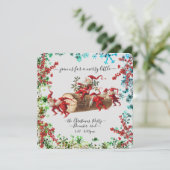 カスタムハッピーホリデーズシック素朴ヴィンテージエフェメラ 招待状 (スタンド正面)