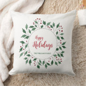カスタムハッピーホリデーズリース装飾用クッション クッション (ブランケット)