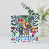 カスタムハッピーホリデー冬景色デザイン シーズンカード (スタンド正面)