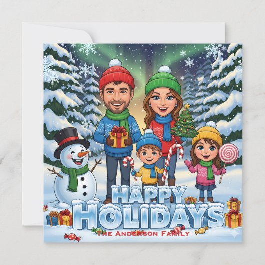 カスタムハッピーホリデー冬景色デザイン シーズンカード (正面)