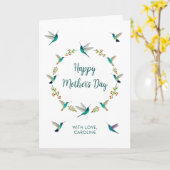 カスタムハッピーマザーズデイハミングバード カード (黄色い花)