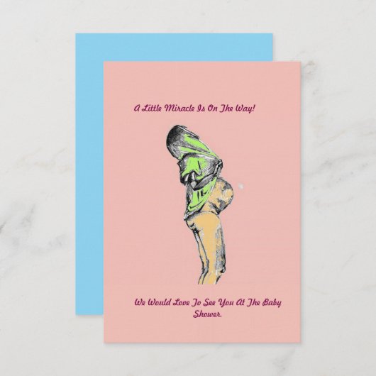 カスタムハッピーママベビーシャワー招待状 (正面/裏面)