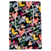 カスタムハッピーヴァレンティネス愛するハートパターン ミディアムペーパーバッグ (正面)