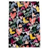 カスタムハッピーヴァレンティネス愛するハートパターン ミディアムペーパーバッグ (裏面)