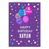 カスタムハッピー四th誕生日任意のチャイルドカード (正面)