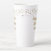 カスタムハッピー50th誕生日紙吹雪金ゴールド カフェラテマグ (正面)
