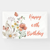 カスタムハッピー60誕生日ワイルドフラワー 横断幕 (横)