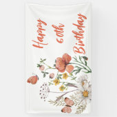 カスタムハッピー60誕生日ワイルドフラワー 横断幕 (縦)