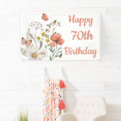 カスタムハッピー70誕生日ワイルドフラワー 横断幕 (インサイチュ)