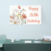 カスタムハッピー80誕生日ワイルドフラワー 横断幕 (トレードショー)