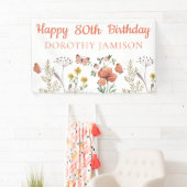 カスタムハッピー80誕生日ワイルドフラワー 横断幕 (インサイチュ)