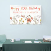 カスタムハッピー80誕生日ワイルドフラワー 横断幕 (トレードショー)