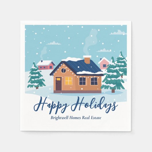 カスタムハッ実在プホリデーズ会社パーティー スタンダードカクテルナプキン (正面)