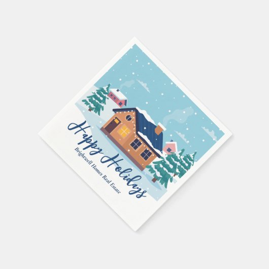 カスタムハッ実在プホリデーズ会社パーティー スタンダードカクテルナプキン (角)