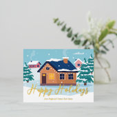 カスタムハッ実在プホリデーズ会社金ゴールド 箔シーズンポストカード (立ち正面)