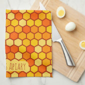カスタムハニカムブライトオレンジとゴールデンビーハイブ キッチンタオル (四つ折り)