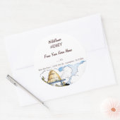 カスタムハニーハッピービーハイブヴィンテージアート3"シール ラウンドシール (封筒)