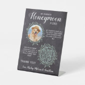 カスタムハネムーンファンドドッグフォトペットズ結婚ーズ 台座サイン (正面)