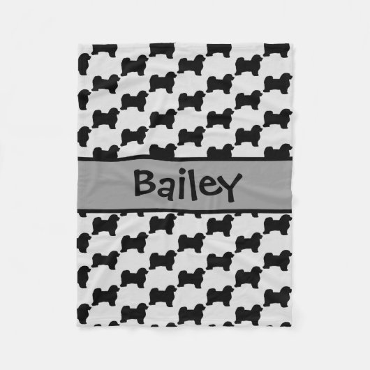 カスタムハバナ犬のシルエット フリースブランケット (正面)