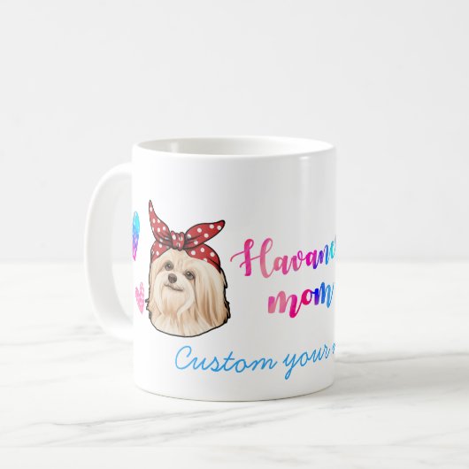カスタムハバニーズ母かわいいお母さんの日犬派 コーヒーマグカップ (正面左)