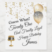 カスタムハピー21誕生日 ワインラベル (シングルラベル)