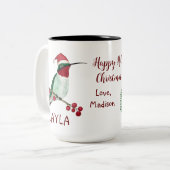 カスタムハミングバードクリスマス ツートーンマグカップ (正面左)