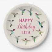 カスタムハミングバードハッピーバースデー ペーパープレート (正面)