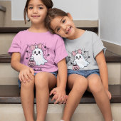 カスタムハロウィンかわいい幽霊ガールズスウェットシャツ Tシャツ