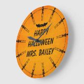 カスタムハロウィンのスケルトン時計 ラージ壁時計 (傾斜)