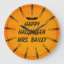 カスタムハロウィンのスケルトン時計 ラージ壁時計