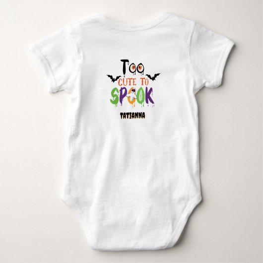 カスタムハロウィンのボディースーツ、カスタムハロウィーンギフト ベビーボディスーツ (裏面)