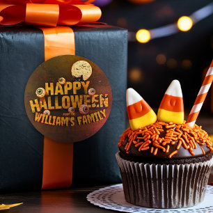 カスタムハロウィンモンスターのオリジナルメッセージ ラウンドシール