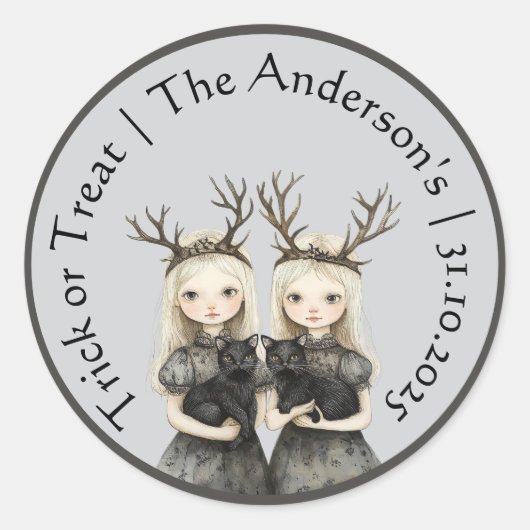 カスタムハロウィン不気味な子ステッカー ラウンドシール (正面)