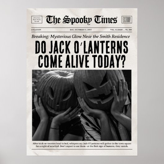 カスタムハロウィン新聞壁画芸術ジャックオランタン ポスター (正面)