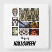 カスタムハロウィン8フォトコラージュ スクエア壁時計 (正面)