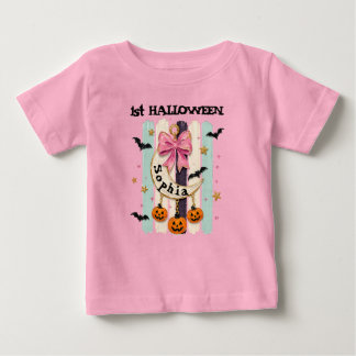 カスタムハロウィン コケット リボン 月のキャッチャー ベビーTシャツ