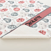 カスタムハロウィーンかわいい幽霊ボーンキャンドルカンプキン シェルパブランケット (3/4)