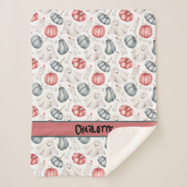 カスタムハロウィーンかわいい幽霊ボーンキャンドルカンプキン シェルパブランケット