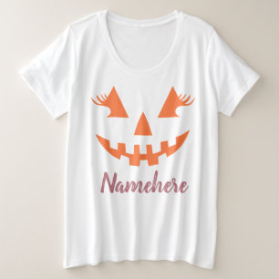 カスタムハロウィーンのカボチャのちょうちんガーリーパンプキンハロウィーン プラスサイズTシャツ
