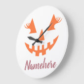 カスタムハロウィーンのカボチャのちょうちんガーリーパンプキンハロウィーン ラージ壁時計 (傾斜)