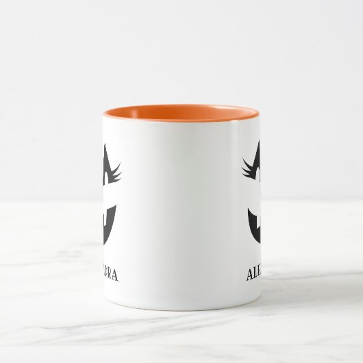 カスタムハロウィーンのカボチャのちょうちんガーリーパンプキン顔ハロウィン マグカップ (中央)