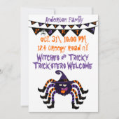 カスタムハロウィーンスパイダーパーティー 招待状 (正面)